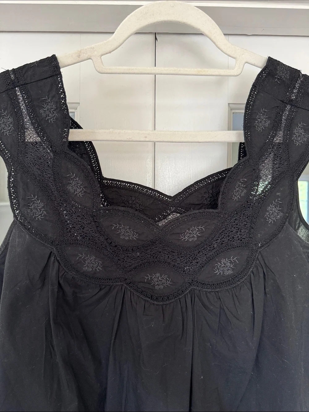 J CREW Black Sleeveless Eyelet Lace Yoke Top